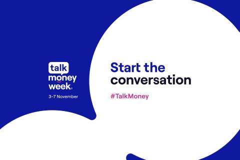Social media graphic for Talk Money Week with text 'Start the conversation'